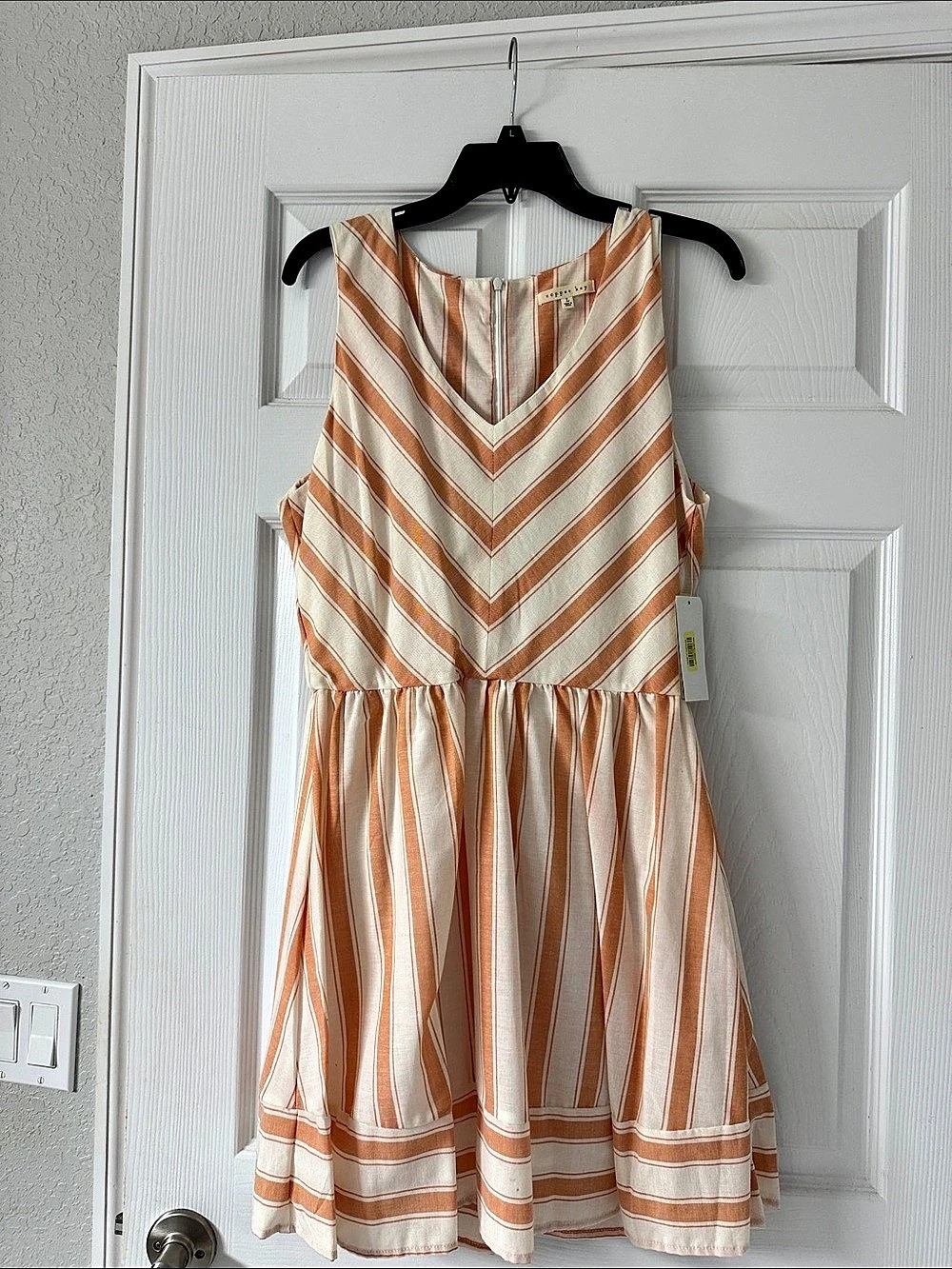 Copper Key Striped Sleeveless Dress in Orange & White